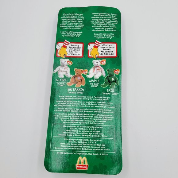 TY Teenie Beanie Baby Erin The Bear Retired 1999 McDonalds Toy New Read - Picture 7 of 9